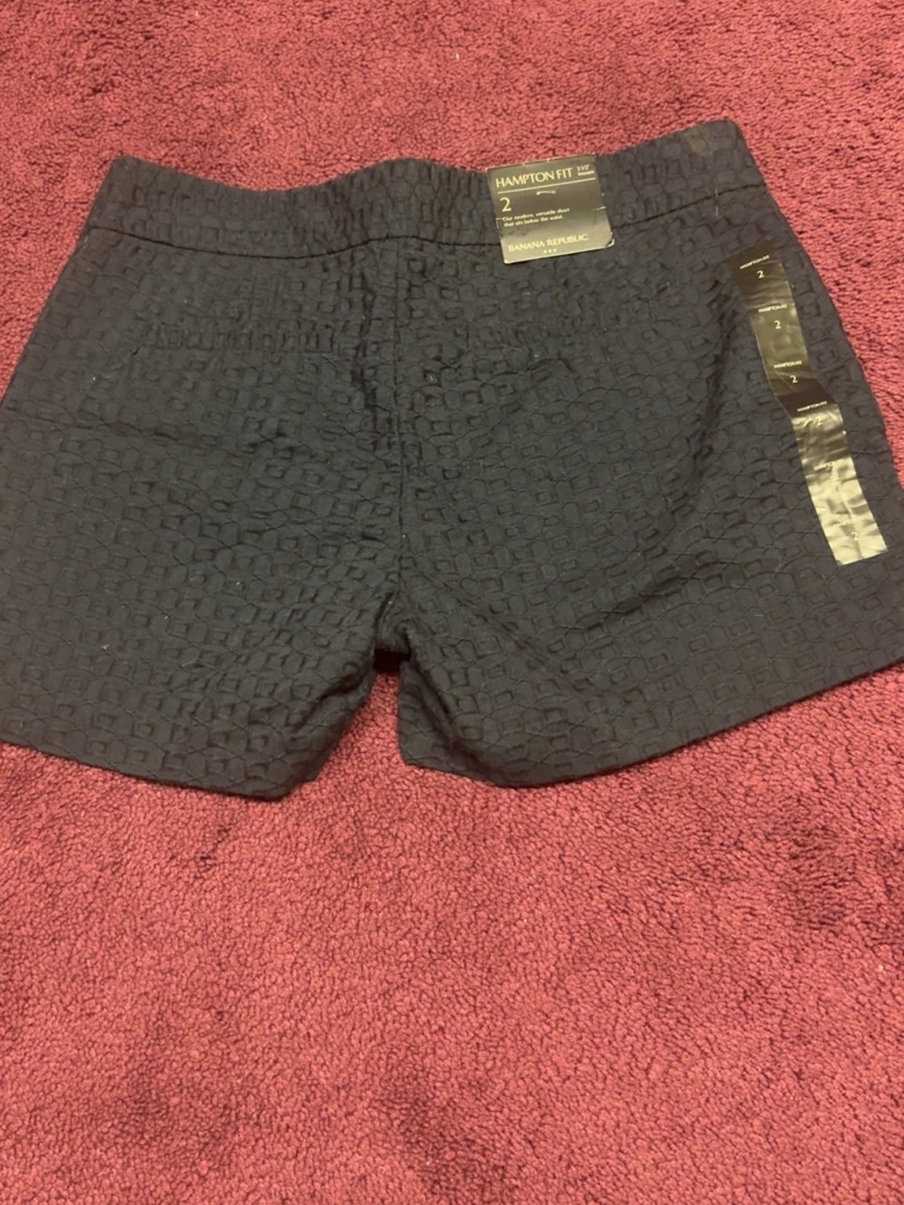 Banana Republic Navy Textured High-Waist Hampton Fit Shorts